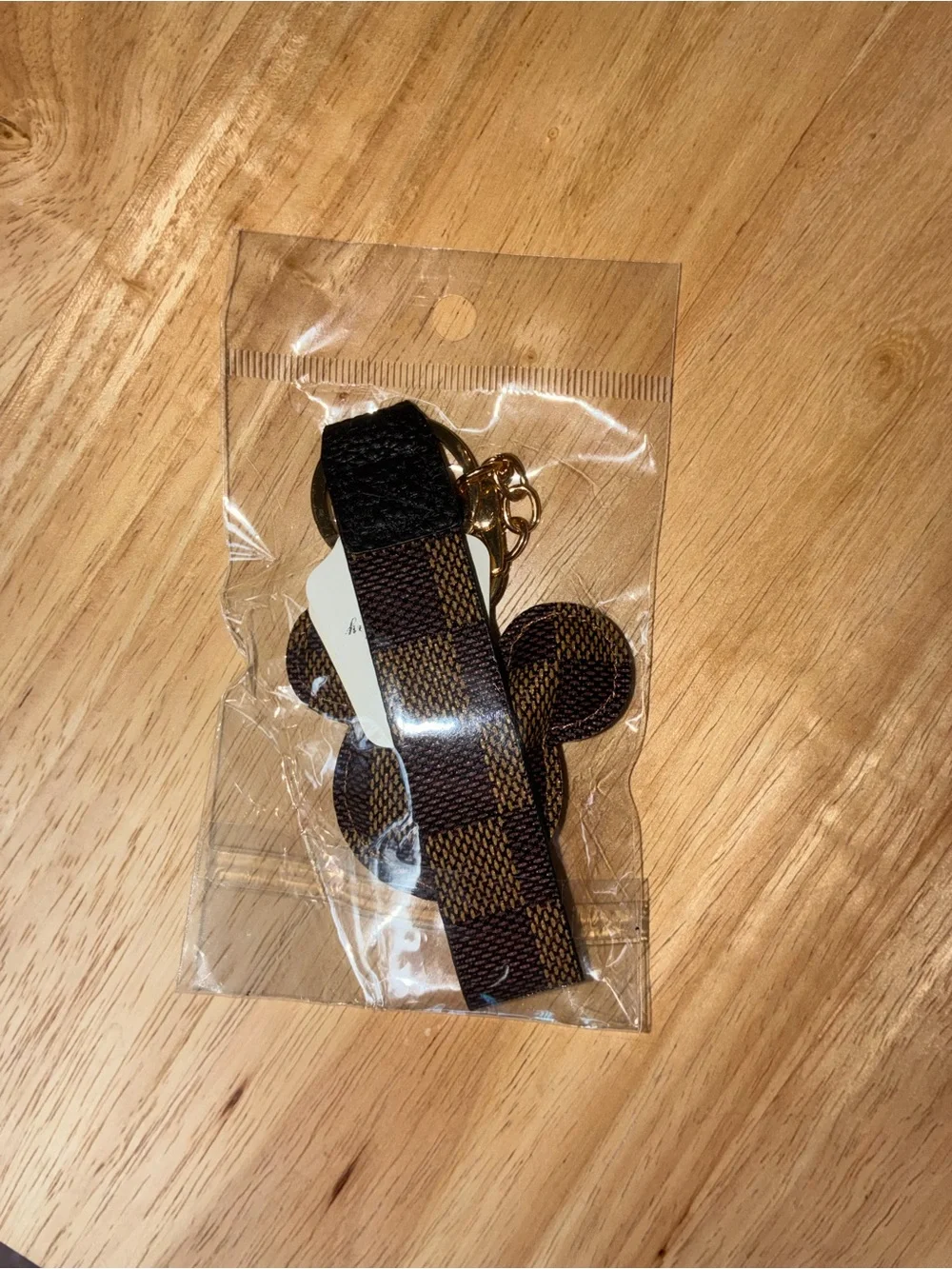 Checkered Mouse Ear Wristlet Keychain Bag Charm NWT